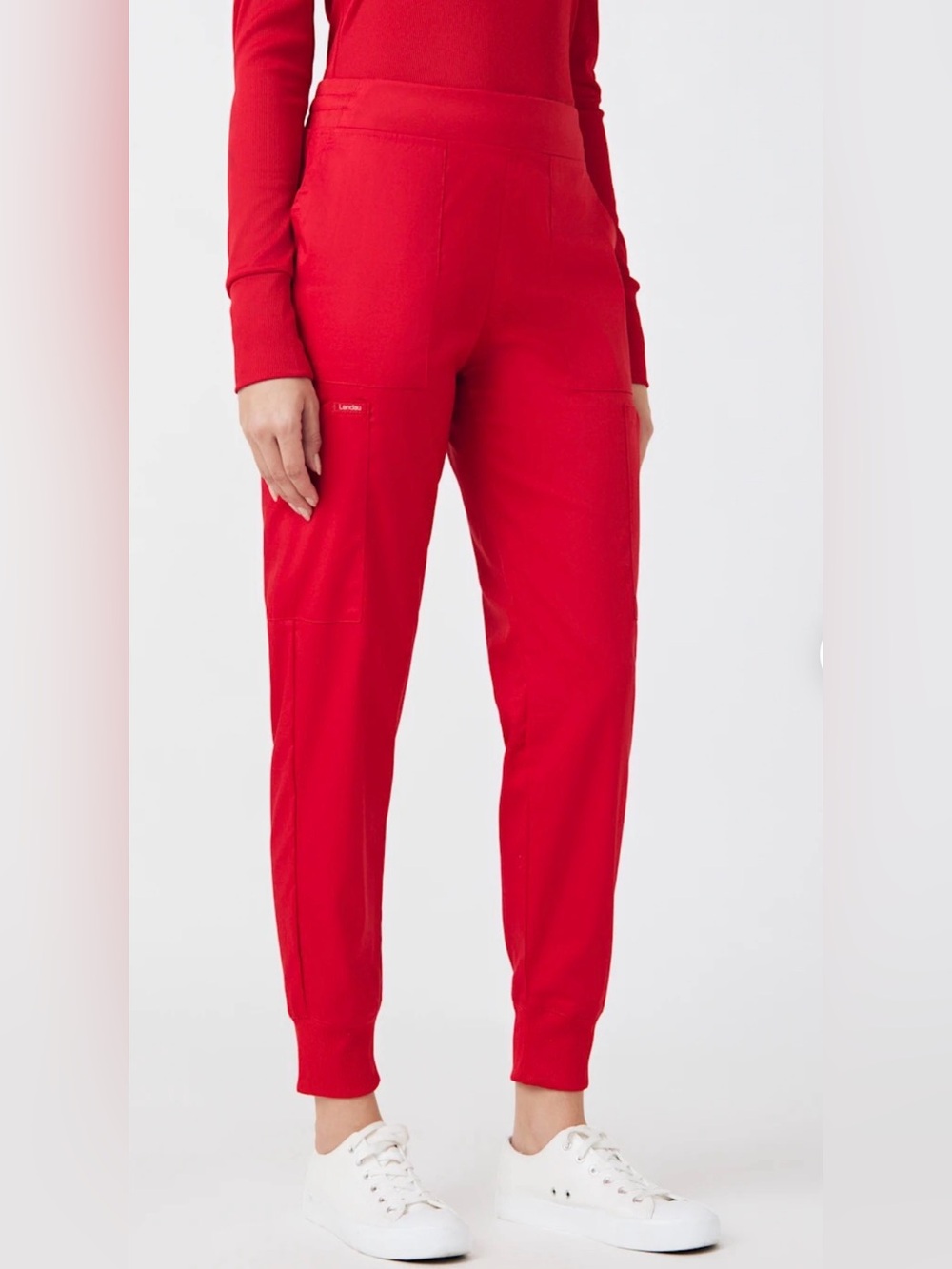 NWT Landau ProFlex 6-Pocket Cargo Jogger Scrub Pants Women L True Red Regular